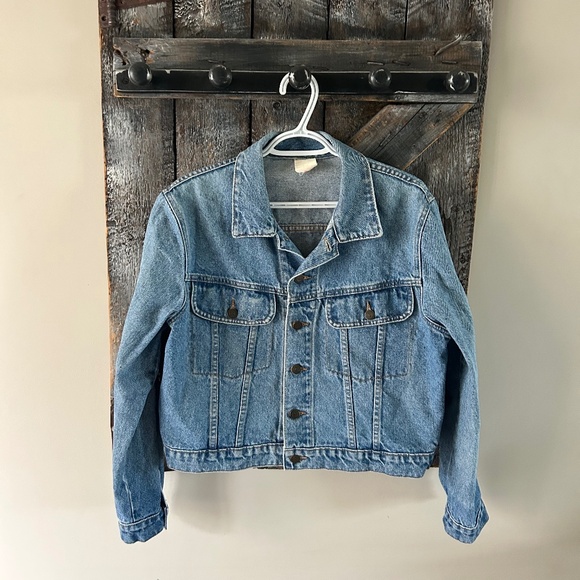 Women's Vintage Leigh Morgan Cropped Stone Wash Jean Jacket - Picture 1 of 4